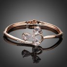 Rózsaarannyal bevont 3 levelű lóhere karkötő CZ kristályokkal (1341.)