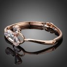 Rózsaarannyal bevont 3 levelű lóhere karkötő CZ kristályokkal (1341.)