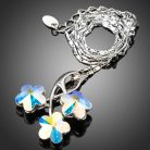 Ródiummal bevont virág nyaklánc színjátszó stellux ausztriai kristályokkal (0011.)