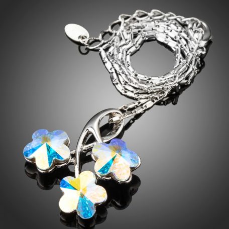 Ródiummal bevont virág nyaklánc színjátszó stellux ausztriai kristályokkal (0011.)