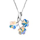 Ródiummal bevont virág nyaklánc színjátszó stellux ausztriai kristályokkal (0011.)