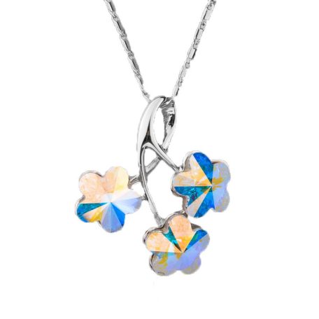 Ródiummal bevont virág nyaklánc színjátszó stellux ausztriai kristályokkal (0011.)