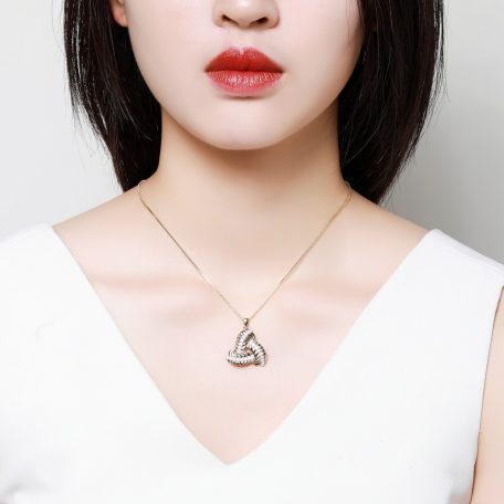 18k arannyal bevont elegáns ékszerszett  (nyaklánc+karkötő) pink színű cirkónia kristályokkal (0101.)