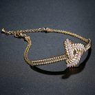 18k arannyal bevont elegáns ékszerszett  (nyaklánc+karkötő) pink színű cirkónia kristályokkal (0101.)