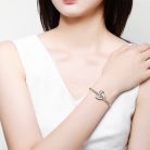 18k arannyal bevont elegáns ékszerszett  (nyaklánc+karkötő) pink színű cirkónia kristályokkal (0101.)