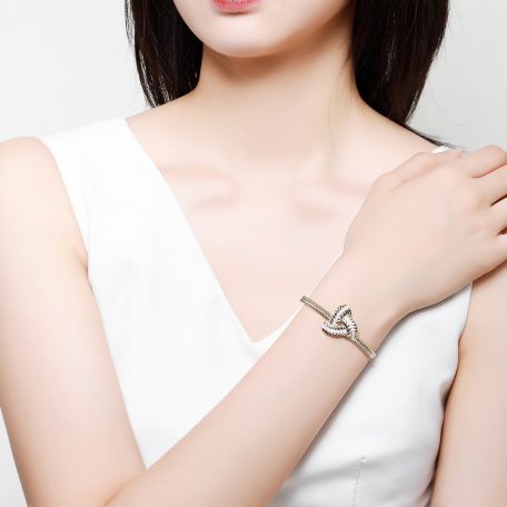 18k arannyal bevont elegáns ékszerszett  (nyaklánc+karkötő) pink színű cirkónia kristályokkal (0101.)