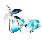 Fehérarannyal bevont kék harangvirág bross CZ kristályokkal (0479.)