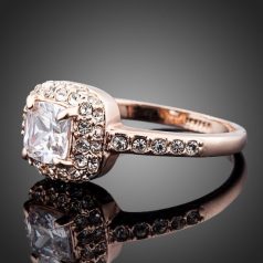   Rózsaarannyal bevont klasszikus gyűrű cirkónia kristályos díszítéssel #6,5 (0613.)