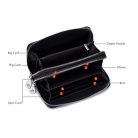 Nagy méretű fekete hasított bőr pénztárca magnólia mintával (0019.)