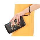 Fekete bőr pénztárca szarvas mintával (0316.)