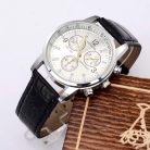 Platinával bevont, fehér számlapos férfi karóra fekete szíjjal (0802.)