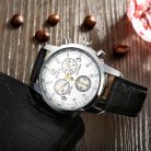 Platinával bevont, fehér számlapos férfi karóra fekete szíjjal (0802.)