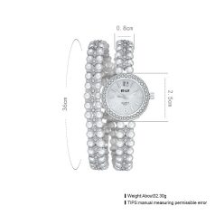   Velencei gyöngyös női karóra fehérarany bevonattal, áttetsző egyedi kristályokkal (0348.)