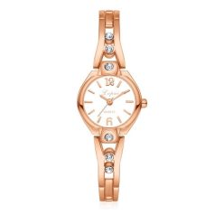   Elegáns női karóra rózsaarany bevonattal, egyedi kristályos díszítéssel (0336.)