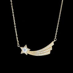   Arannyal bevont hullócsillag nyaklánc áttetsző CZ kristályokkal (0455.)