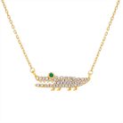 Arannyal bevont krokodil nyaklánc áttetsző CZ kristályokkal (0741.)