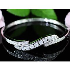   Fehérarannyal bevont 4 karátos CZ kristályos karperec (0344.)