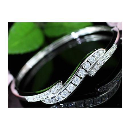 Fehérarannyal bevont 4 karátos CZ kristályos karperec (0344.)