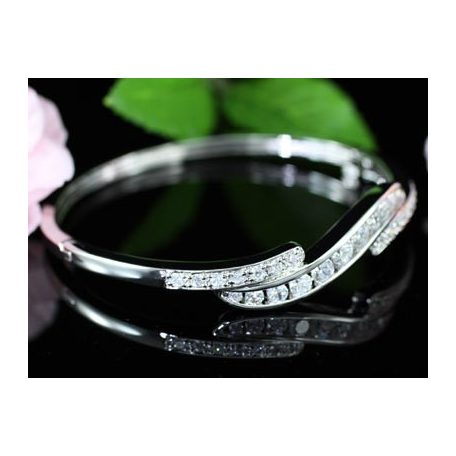 Fehérarannyal bevont 4 karátos CZ kristályos karperec (0344.)