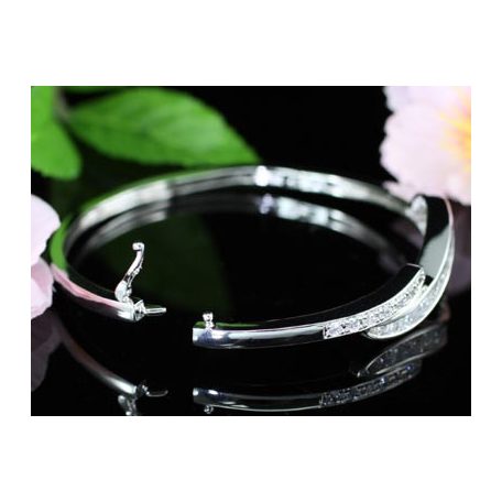 Fehérarannyal bevont 4 karátos CZ kristályos karperec (0344.)