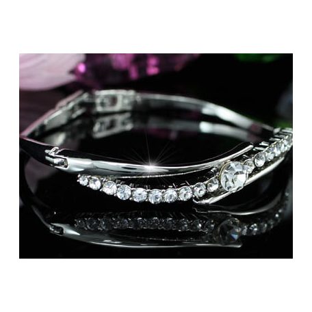 Fehérarannyal bevont 4 karátos karperec ausztriai kristályokkal (0124.)