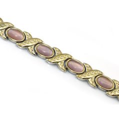   Női mágneses karlánc arany bevonattal, rózsaszínű macskaszem opálokkal (0352.)