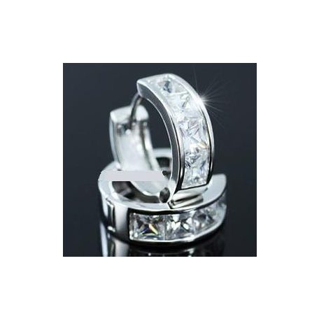 Fehérarannyal bevont félkör alakú fülbevaló 1,5 karátos szimulált gyémánttal (1131.)