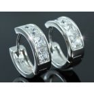 Fehérarannyal bevont félkör alakú fülbevaló 1,5 karátos szimulált gyémánttal (1131.)