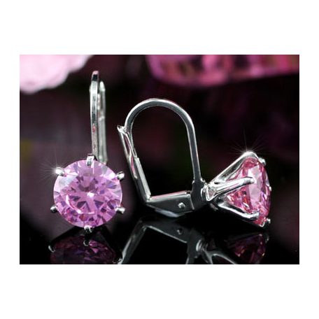Fehérarannyal bevont pink zafír fülbevaló (0043.)