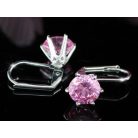 Fehérarannyal bevont pink zafír fülbevaló (0043.)
