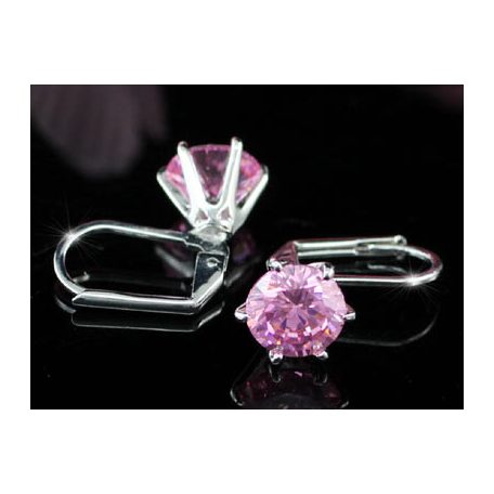 Fehérarannyal bevont pink zafír fülbevaló (0043.)