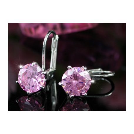 Fehérarannyal bevont pink zafír fülbevaló (0043.)