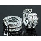 Fehérarannyal bevont karika fülbevaló áttetsző cirkónia kristályokkal (0028.)