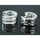 Fehérarannyal bevont karika fülbevaló áttetsző cirkónia kristályokkal (0028.)