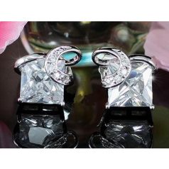   Fehérarannyal bevont fülbevaló áttetsző CZ kristályokkal (0237.)