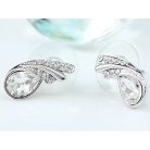 Fehérarannyal bevont esőcsepp fülbevaló áttetsző ausztriai kristállyal (0560.)