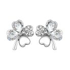 Fehérarannyal bevont áttetsző lóhere fülbevaló csodaszép ausztriai kristályokkal (0329.)