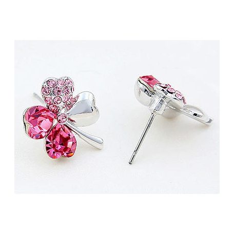 Fehérarannyal bevont pink lóhere fülbevaló csodaszép ausztriai kristályokkal (0973.)