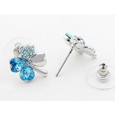   Fehérarannyal bevont égszínkék lóhere fülbevaló csodaszép ausztriai kristályokkal (0975.)