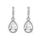 Ródiummal bevont függő csepp fülbevaló áttetsző ausztriai kristállyal (0614.)