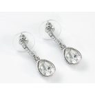 Ródiummal bevont függő csepp fülbevaló áttetsző ausztriai kristállyal (0614.)