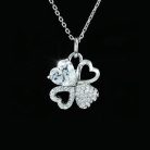 Fehérarannyal bevont lóhere nyaklánc áttetsző ausztriai kristályokkal (0180.)