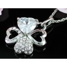 Fehérarannyal bevont lóhere nyaklánc áttetsző ausztriai kristályokkal (0180.)