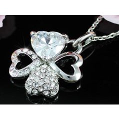   Fehérarannyal bevont lóhere nyaklánc áttetsző ausztriai kristályokkal (0180.)