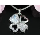 Fehérarannyal bevont lóhere nyaklánc áttetsző ausztriai kristályokkal (0180.)