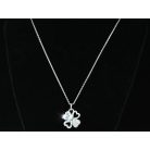 Fehérarannyal bevont lóhere nyaklánc áttetsző ausztriai kristályokkal (0180.)