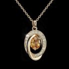 Rózsaarannyal bevont ovális nyaklánc  borostyánszínű szimulált zafírral (0361.)