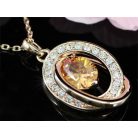 Rózsaarannyal bevont ovális nyaklánc  borostyánszínű szimulált zafírral (0361.)