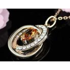 Rózsaarannyal bevont ovális nyaklánc  borostyánszínű szimulált zafírral (0361.)