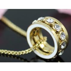   Gyűrűs nyaklánc arany bevonattal, áttetsző ausztriai kristállyal ( 0617.)